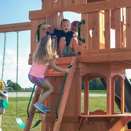 ESPETS 4 Pack of 10 Inch Green Metal Outdoor Playground Handles | Rust-resistence Metal Playset Accessories, Playhouse ladder handles, Indoor Monkey Bars, Treehouse, Climbing walls handles - color: Green