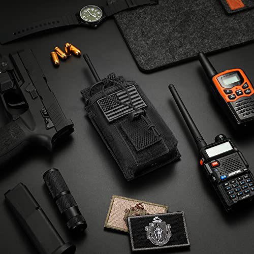 FRTKK Tactical Radio Holder - Molle Radio Pouch Universal Case for Police Firefighter Two Ways Walkie Talkies Vest (Black) - color: Black