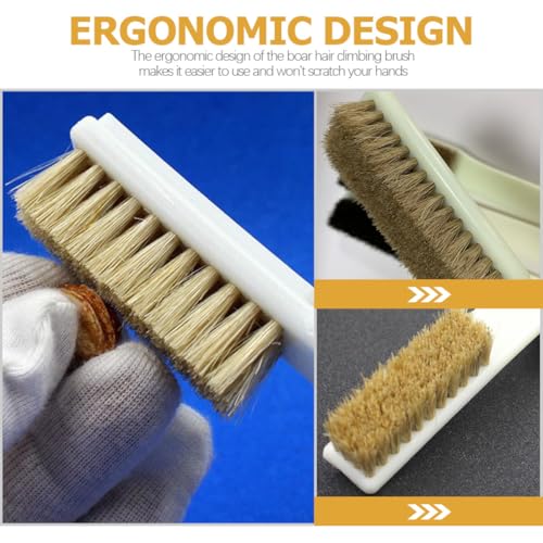 Healifty Bouldering Stone Cleaning Brush 2pcs with Boars Hair Bristles and Sturdy Handle Chalk Cleaning Tool for Outdoor Rock Climbing and Sports