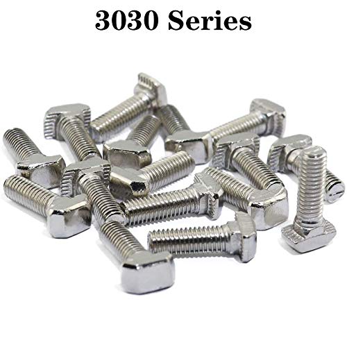 20 Pcs M8 x 20mm Thread T Slot Drop-in Bolt T-Bolt Hammer Head Bolt T Screw Stud for 3030 Series Standard 8mm T-Slot Aluminum Extrusion Profile (3030 Series) - size: 30-M8x20mm