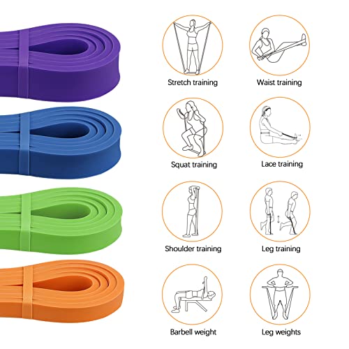 Resistance Bands Set, Pull Up Assist Bands - Stretch Resistance Band - Mobility Band Powerlifting Exercise Bands for Resistance Training, Physical Therapy, Home Workouts - color: Quad-color