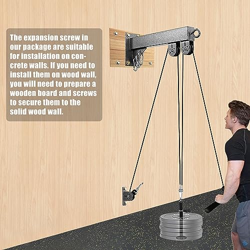 MARSAFIT Fitness Wall Mount Pulley System, Weight Cable Pulley System for Gym, LAT Pull Down and Low Row Cable Machine, Cable Station Equipment