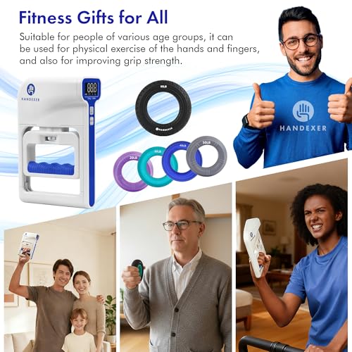265 lb Grip Strength Tester and 5-Piece Strengthener Kit | Digital Dynamometer; Backlit LCD; 5 Silicone Rings; Variable Resistance; FDA Registered; 2-Year Warranty