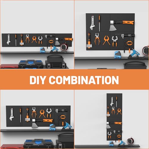 Ultrawall Metal Peg Board Panels with Hooks, Pegboard Wall Tool Organizer for Garage, 74pcs Peg Board with Accessories, 16"X12" - size: 4pack 16"X12"