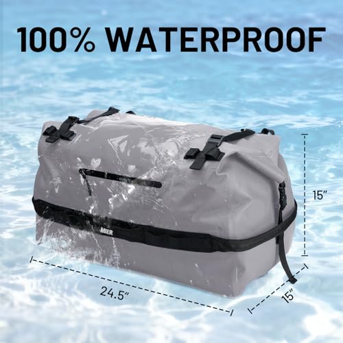 MIER Large Waterproof Duffel Bag - 60L/80L Dry Bag Backpack | Detachable Backpack Straps; Multi-Pockets; Roll-Top with Hook-and-Loop Closure; Motorcycle, Kayaking, Gym, Beach, Boating - color: Gray, size: 80L