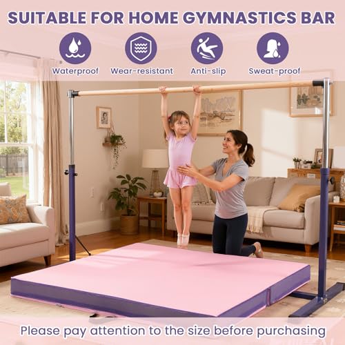 Nuanchu 4'' Thick Folding Gymnastics Mat 4ft x 4ft Gymnastics Practice Mats for Tumbling for Girl Stretching Yoga Pilates Aerobics Workouts Cheerleading Martial Arts