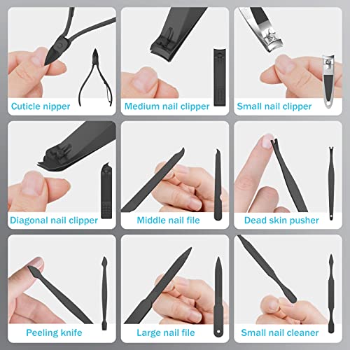 Cater Manicure Nail Clippers Kit - 31Pc Stainless Steel Nail Grooming Set with Luxurious Travel Case (Red) - color: Red