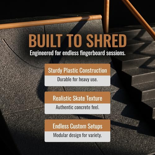 Fingerboard Skate Park Kit 2pcs, Finger Skateboard Ramps and Stairs with Handrails, Premium Mini Skateboard Obstacles Accessories for Finger Board Skill Training, Gift for Kids Ages 5+