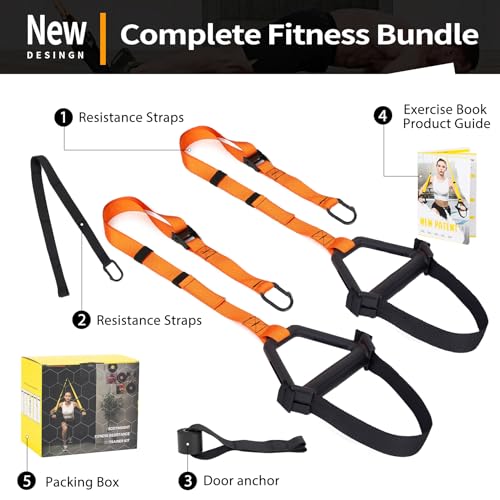 Moulyan Bodyweight Resistance Training Straps,Training straps Complete Home Gym Fitness Trainer kit for Full-Body Workout Easy Setup Gym Home Outdoors