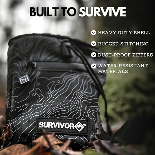 SURVIVOR Chalk Bag + Refillable Chalk Ball + 370g Ultra Fine Climbing Chalk Powder Bundle