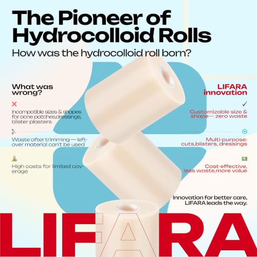 LIFARA Hydrocolloid Roll for Wound Care - Cut-to-Size, Extra Large Hydrocolloid Patch Bandages with Self-Adhesive, Waterproof, First Aid Kit Essential (4in*26ft, 19.7mils/ 0.5mm Thickness) - size: 4in*26ft, 19.7mil/ 0.5mm Thickness