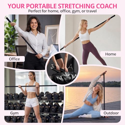 Yoga Stick, Upgraded 5ft Sturdy Steel Mobility Stick, Adjustable Stick for Exercise, Stretching, Balance - Physical Therapy & Posture Correction, Shoulder & Back Relaxation Versatile Exercise Stick