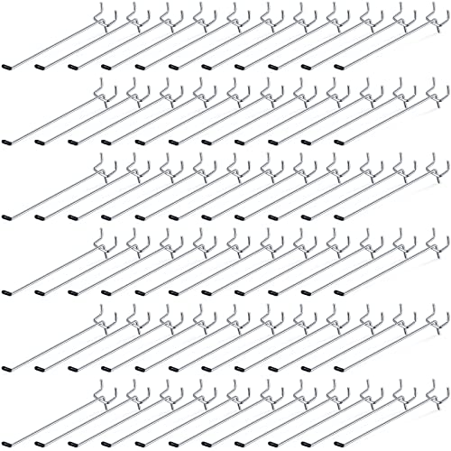 Moxweyeni 100 Pcs Pegboard Hooks Peg Board Organizer Accessories Holders Hanging Stainless Steel Display Wall Hooks for 1/8 and 1/4 Pegboard Wall for Garage Storage Tools(6 Inch) - size: 6 Inch