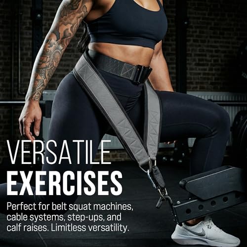 Heavy-Duty Belt for Belt Squats, Weight Training Rack Attachment, Squat Machine Accessory, Strength Training Equipment - color: Gray