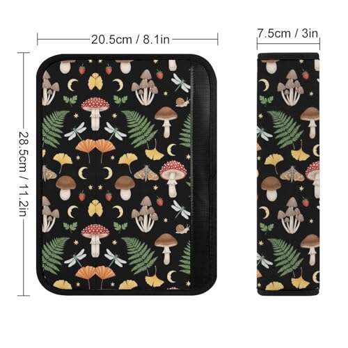2 Pack Mushrooms Moth Car Seat Belt Pad Breathable Shoulder Harness Cover for Adult Use, Stroller Pushchair High Chair, Pressure Relief - color: Pattern 994
