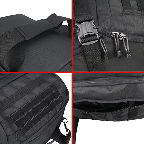 3 in 1 Tactical Travel Duffel Bag Backpack, Heavy Duty Gym Bag 45L,Black | Waterproof 600D nylon, internal collapsible dividers, weekend overnight travel, gym workout,military bag,(23x12x9)In - color: Black, size: 45L,(23x12x9)Inches