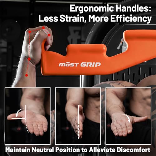 LAT Pull Down Bar with 6 Ergonomic Handles, Neutral Grip LAT Pulldown Attachments for Whole Back Training, Wide Grip LAT Pulldown Bars for Home Gym Cable - color: Orange