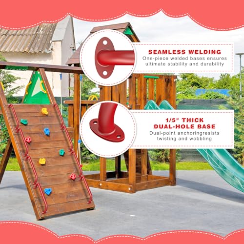 Dolibest 6 Pack 17 Inch Playground Handles, Metal Monkey Bars Indoor & Outdoor, Heavy Duty Ceiling Grab Bars & Wider Base for Climbing Frames, Treehouses, Swing Sets, Wall Ladders & Bunk Beds –Red - color: ‎red 2- 17 Inch-6pcs