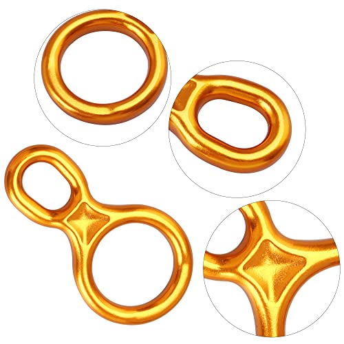 SOB Rescue Figure 8 Descender Belaying Belay Device Rock Climbing Rappelling Gear Aluminum Magnesium Alloy for Climbing,High Rescue,Mountaineering - color: Gold