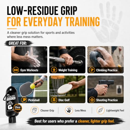 Clear Liquid Chalk 60 ml, Low-Residue Grip for Gym & Climbing | Low-Residue, Quick-Dry Grip for Lifting, Climbing, Pickleball, Shooting Sports & Training - style: 2 Pack