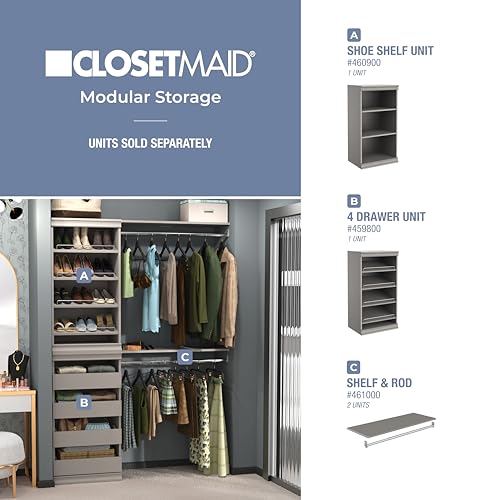 ClosetMaid Modular Storage Shelf Unit with Angled Shoe Shelves, Taupe - color: Taupe