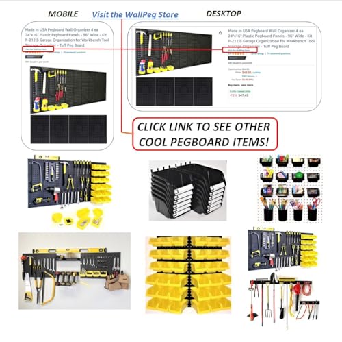WallPeg Pegboard Bins & Cups - 15 each 5" Bins and 5 each 5" Cups - Hooks to Peg Board Panel Organize Hardware Arrange Accessories Workbench Tool Organizer Garage Storage -MADE IN USA- - style: 15 (5" Bins & 5 cups)
