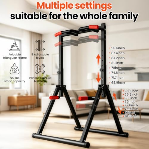 DOBESTS Power Tower Pull Up Bar Free Standing, Foldable Pull Up Station - color: Black Style 1 - Multifunction Bar