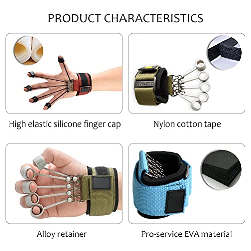 Finger Exerciser - Finger and Hand Extensor Trainer Exerciser with Resistance Band Stretcher Strengthener Finger Flexion Extension Training Strengthener