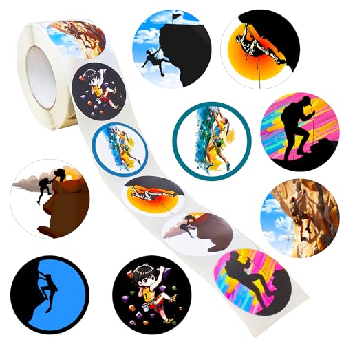 500 Pieces Sport Rock Climbing Labels Roll Stickers - Outdoor Wall Climbing Themed Birthday Party Supplies Decorations Favors Prizes Sticker