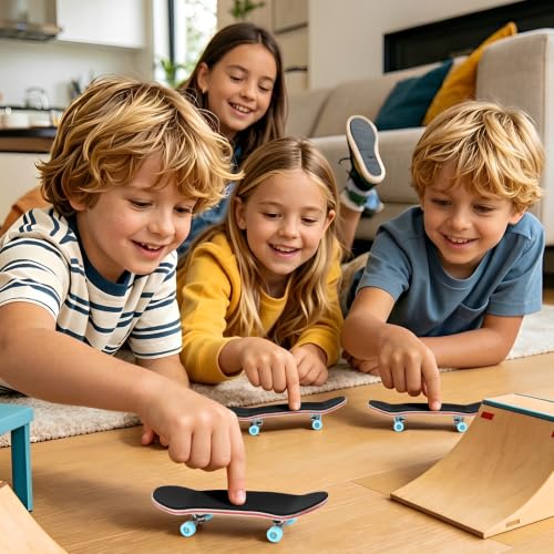 4 Set Professional Fingerboard Mini Finger Skateboard | Maple Wooden Fingerboard Creative Tech Deck with Bearing Wheels for Adults Play Relaxation Gifts Desktop Decor