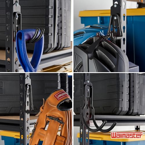 Wallmaster Garage Hooks Organizer Kit,12 Pack Adjustable Heavy Duty Shelving Hook,Wall Mount Utility Steel Garage Organization (Black) - size: 12 pcs-Black