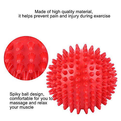 2Pcs Spiky Hard Massage Balls,Soft Spiked Manual Massager Rollers Body Spiky Balls Fitness Finger Relax Tool for Plantar Fasciitis Exercise Back Feet (Large Size 9cm) - color: Red, size: Large size 9cm