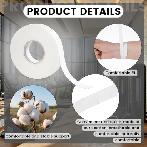 Thinp 4 Pcs White Athletic Tape, 0.5 Inch X 33 Ft/Roll Strong Adhesive Finger Tape for Sports Breathable Cotton Sports Tapes for Climbing Boxing Gymnastics Hockey Soccer