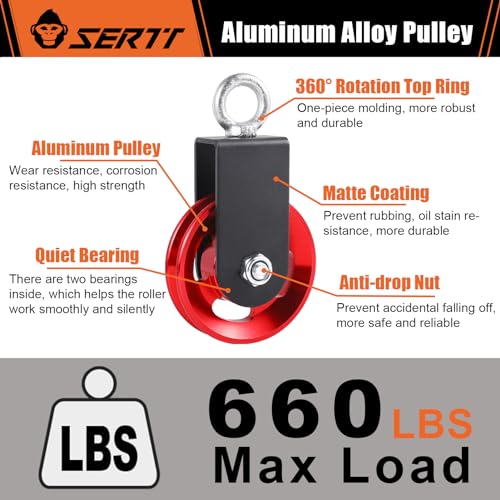 SERTT Cable Pulley Wheel for Home Gym Pulley System, Upgraded 90mm Aluminium Alloy Gym Pulley for Maximum 660LBS Load - color: Red, style: [1 Pack]