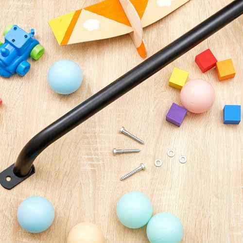 Lounsweer 2 Pcs,39 Inch Playground Safety Handles, Long Grab Bars,Black | Playhouse Ladder Handles, Treehouse Accessories, Rock Climbing Wall, Metal Grab Bars, Safety Handrails, Playground Equipment - color: Black, size: 39 Inch