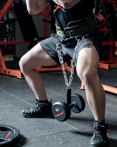 Weighted Dip Belt for Weight Lifting - 46" Pull Up Belt With Chain & Loading Straps - color: Black