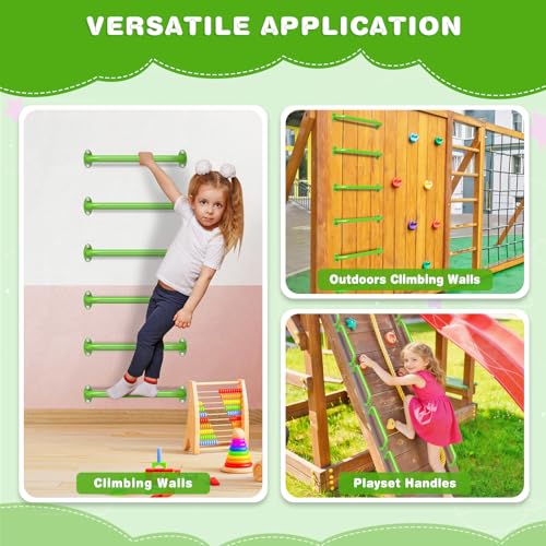 Dolibest 6 Pack 17 Inch Playground Handles, Metal Monkey Bars Indoor & Outdoor, Heavy Duty Ceiling Grab Bars & Wider Base for Climbing Frames, Treehouses, Swing Sets, Wall Ladders & Bunk Beds –Green - color: ‎green 2- 17 Inch-6pcs