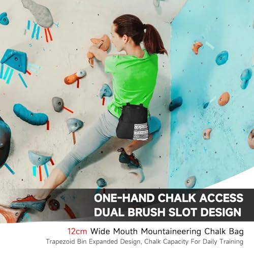 Mountaineering Chalk Bag with Large Capacity, Independent Front Compartment, Multifunctional Sports Bag for Climbers, Trapezoidal Bottom, Orange - size: Large Black