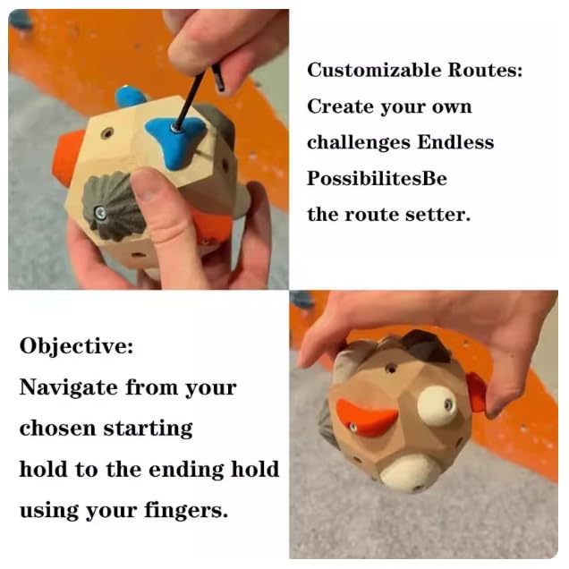 Handcrafted Boulder Block Build Strength and Precision 3D Climbing Ball for Training Simulated Rock Wall Holds Portable Gear Gifts Rocks Climbers Block Anywhere(Size:Lasso + climbing ball + storage ba - size: Lasso + climbing ball + storage bag
