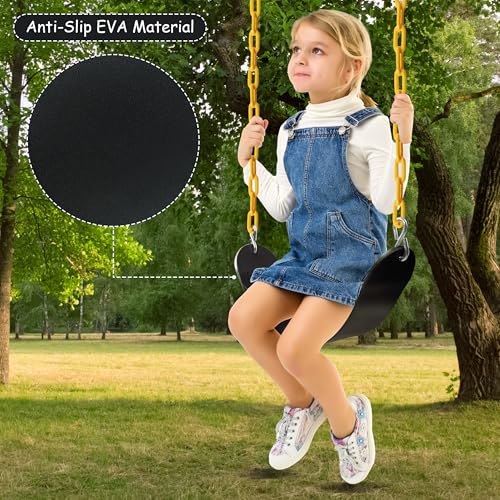 Sunnyglade 2PCS Swings Seats Heavy Duty with 66" Chain Support 250lb Black | Playground Outdoor Swing Seat Replacement with Snap Hooks, Coated Chains, Soft Eva Seat, Non-Slip Design & 250 Lb Capacity - color: Black