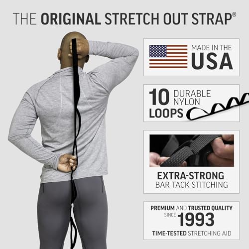 OPTP The Original Stretch Out Strap XL with Exercise Poster, USA Made | Extra-Long stretching strap, Stretch Out Strap for physical therapy, yoga stretching strap for knee therapy, 7'5" long, nylon