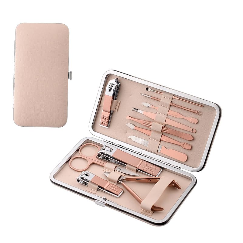 Nail Clipper Manicure Set, 12 in 1 Stainless Steel Professional Pedicure Kit Nail Scissors Grooming Kit with PU Leather Case for Travel & Home Use - size: 12 In 1