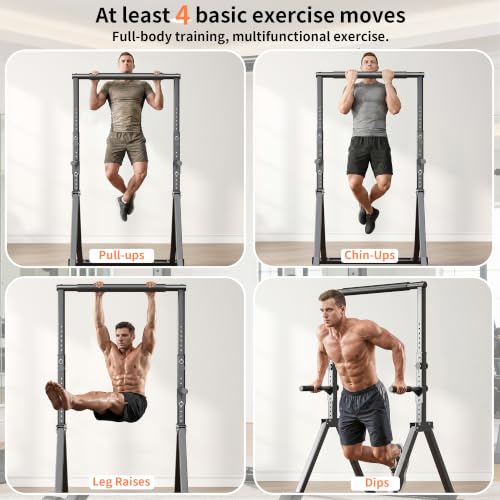 Foldable Pull Up Bar Station 66.1''-84.6'' Power Tower - color: 66"-85" with Dual Dip Handles