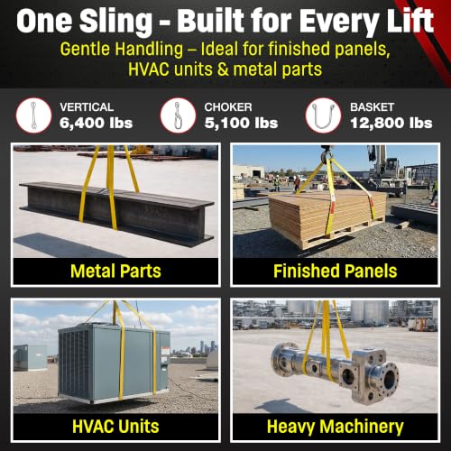 DD Sling 1" x 4' Nylon Endless Lifting Sling – USA Made | 6,400 lb Vertical, 5,100 lb Choker, 12,800 lb Basket – 2 Ply Heavy Duty 900 Webbing, Type 5 Endless Rigging Sling - size: 1"x4'
