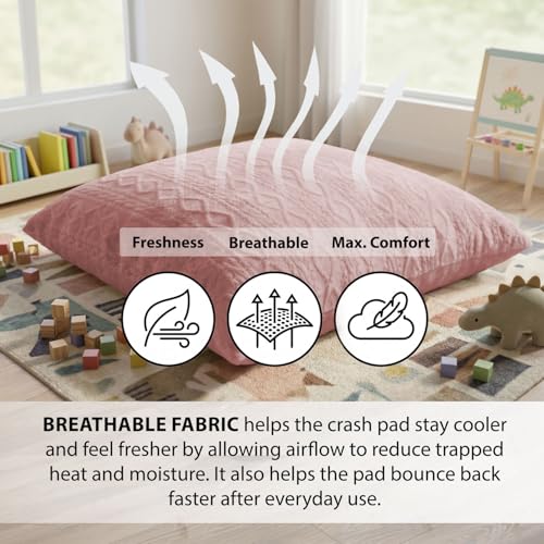 Matini Home Crash Pad 48" X 60" - High-Density Foam Floor Landing Mat, Professional Gymnastics Equipment for Impact Support, Jumping and Lounging - Pink - color: Pink 48" X 60"