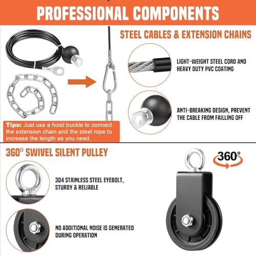 SERTT Weight Cable Pulley System Gym, with Upgraded 2 in 1 Loading Pin,for Tricep Pull Down, Bicep Curl, Shoulder, Back, Forearm Home Gym Equipment - color: with Nylon Pulley