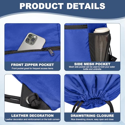 HOLYLUCK Men & Women Outdoor Sport Gym Sack Waterproof Drawstring Backpack Bag (Standard with drawstring, Blue) - color: Blue, style: Standard With Drawstring