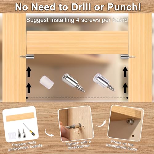 50 Pcs Cabinet Shelf Support Pegs, Self-Tapping Screws & Non-Slip Sleeves | Sturdy Laminate Fixed Support Pins, Perfect for Cabinets, Bookcases, Wardrobes and Furniture Shelves
