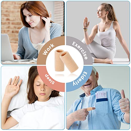 Finger Compression Sleeves, 10 Pcs | Finger Protectors Cots for Arthritis Swelling Basketball Sport, Breathable Elastic - color: Beige