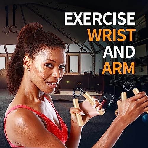Grip Strength Trainer Set, 6 Pack, 50-350LB, Wrist Forearm Strengthener, Metal No Slip, Hand Grip Gripper Strengthener for Strength Training and Exercise, Hand Workout Squeezer Grip Strength - color: Gold,300lb